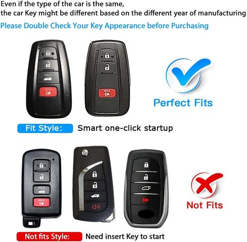 QBUC for Toyota Key Fob Cover with Keychain Premium TPU Key Fob Case Suitable for 2018-2024 Highlander RAV4 Camry Avalon C-HR Corolla GT86 (Style 1-Blue) in Saudi Arabia