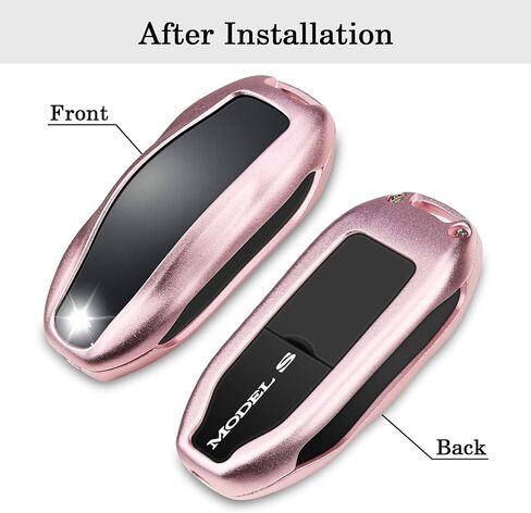 QBUC for Tesla Key Fob Cover with Keychain Compatible with Tesla Model S/3/Y Keyless Protection Case Smart Remote Accessory (Black) in Kuwait