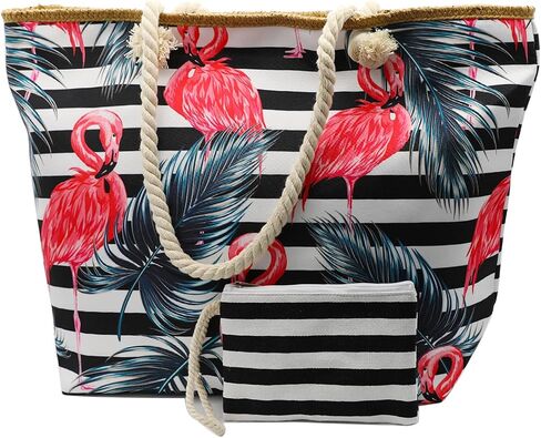 We We Large Beach Tote bag for Women Canvas Straw Tavel Tote Bag Waterproof Shoulder Bag Handbag for Gym Swim in Saudi Arabia