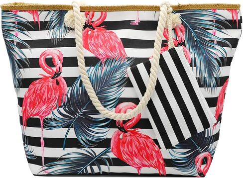 We We Large Beach Tote bag for Women Canvas Straw Tavel Tote Bag Waterproof Shoulder Bag Handbag for Gym Swim in Saudi Arabia