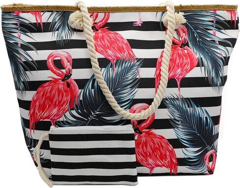 We We Large Beach Tote bag for Women Canvas Straw Tavel Tote Bag Waterproof Shoulder Bag Handbag for Gym Swim in Saudi Arabia
