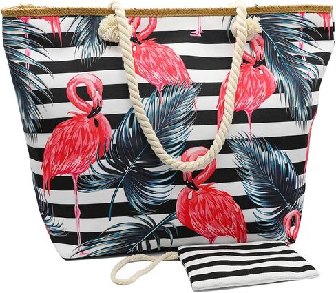We We Large Beach Tote bag for Women Canvas Straw Tavel Tote Bag Waterproof Shoulder Bag Handbag for Gym Swim in Saudi Arabia