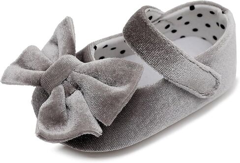 Baby Girls Mary Jane Flats Bowknot Princess Dress Shoes Non-Slip Velvet Crib Shoes for for Toddler First Walkers in Saudi Arabia