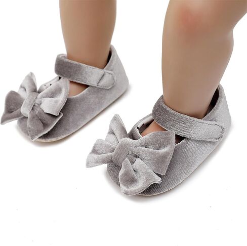 Baby Girls Mary Jane Flats Bowknot Princess Dress Shoes Non-Slip Velvet Crib Shoes for for Toddler First Walkers in Saudi Arabia