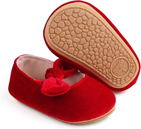Baby Girls Mary Jane Flats Bowknot Princess Dress Shoes Non-Slip Velvet Crib Shoes for for Toddler First Walkers in Saudi Arabia