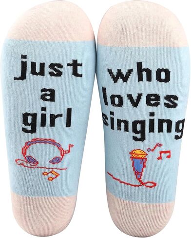 MBMSO 2 Pairs just a Girl who Loves Singing Socks Music Lover Socks for Musician Singing Lover Karaoke Lover Gift Crew Socks in Saudi Arabia