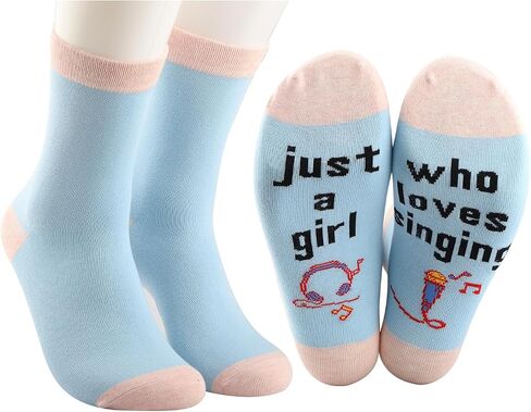 MBMSO 2 Pairs just a Girl who Loves Singing Socks Music Lover Socks for Musician Singing Lover Karaoke Lover Gift Crew Socks in Saudi Arabia