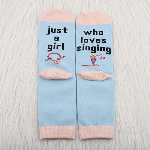MBMSO 2 Pairs just a Girl who Loves Singing Socks Music Lover Socks for Musician Singing Lover Karaoke Lover Gift Crew Socks in Saudi Arabia