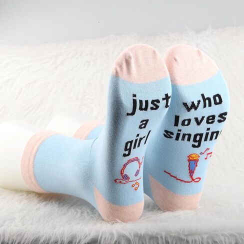 MBMSO 2 Pairs just a Girl who Loves Singing Socks Music Lover Socks for Musician Singing Lover Karaoke Lover Gift Crew Socks in Saudi Arabia