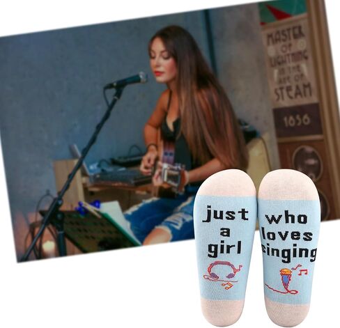 MBMSO 2 Pairs just a Girl who Loves Singing Socks Music Lover Socks for Musician Singing Lover Karaoke Lover Gift Crew Socks in Saudi Arabia