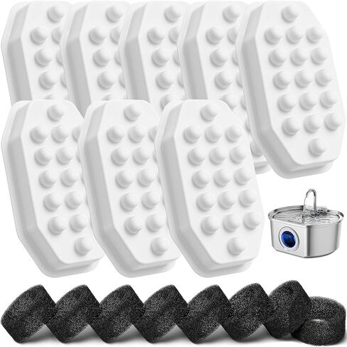 استبدال نافورة المياه الرسمية للقطط، 8 عبوات من المرشحات وإسفنجات الفلتر المسبق لنافورة مياه الحيوانات الأليفة المصنوعة من الفولاذ المقاوم للصدأ سعة 108 أونصة/3.2 in Kuwait