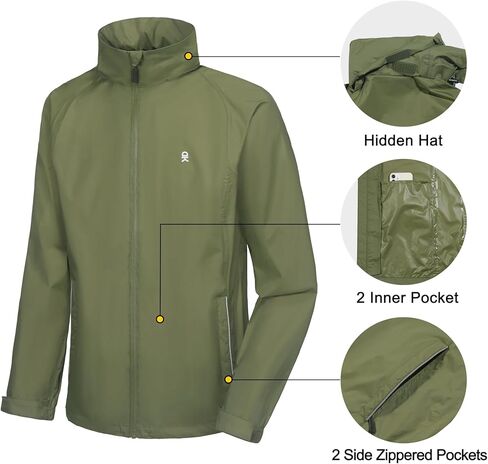 Little Donkey Andy Men's Waterproof Rain Jacket Lightweight Rain Shell Jacket Raincoat with Packable Hood in Kuwait