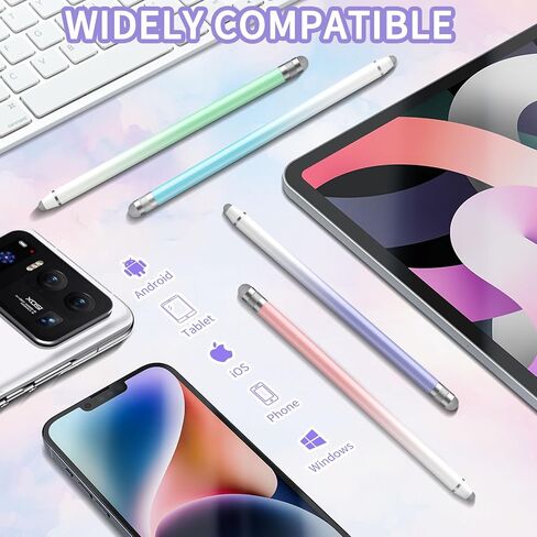 قلم شاشة لجهاز iPad، أقلام لمس دقيقة 2 في 1 من Ecauau لشاشات اللمس، قلم ذو سعة حساسية متوافق مع جميع أجهزة شاشة اللمس (3 قطع) (أرجواني/وردي/أزرق) in Kuwait