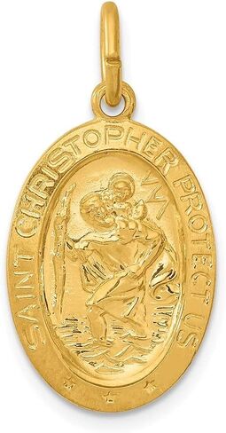 Diamond2Deal 925 Sterling Silver 24k Gold-plated Saint Christopher Medal Pendant Fine Jewelry for Women (L- 25 mm W- 17 mm) in Saudi Arabia