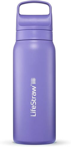 LifeStraw Go Series – Insulated Stainless Steel Water Filter Bottle for Travel and Everyday Use, 24oz Thistle Purple in Saudi Arabia
