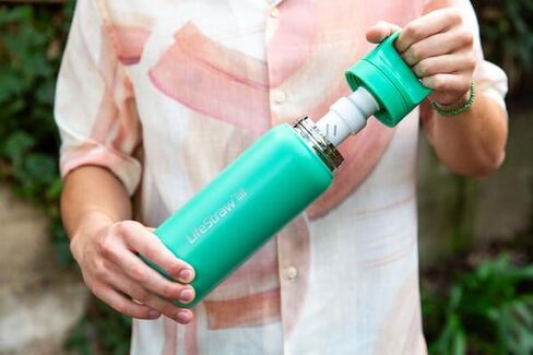 LifeStraw Go Series – Insulated Stainless Steel Water Filter Bottle for Travel and Everyday Use, 24oz Thistle Purple in Saudi Arabia