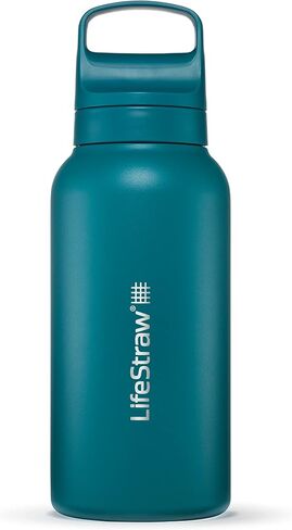 LifeStraw Go Series – Insulated Stainless Steel Water Filter Bottle for Travel and Everyday Use, 24oz Thistle Purple in Saudi Arabia