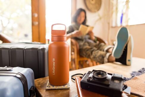 LifeStraw Go Series – Insulated Stainless Steel Water Filter Bottle for Travel and Everyday Use, 24oz Thistle Purple in Saudi Arabia