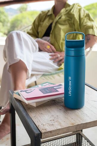 LifeStraw Go Series – Insulated Stainless Steel Water Filter Bottle for Travel and Everyday Use, 24oz Thistle Purple in Saudi Arabia