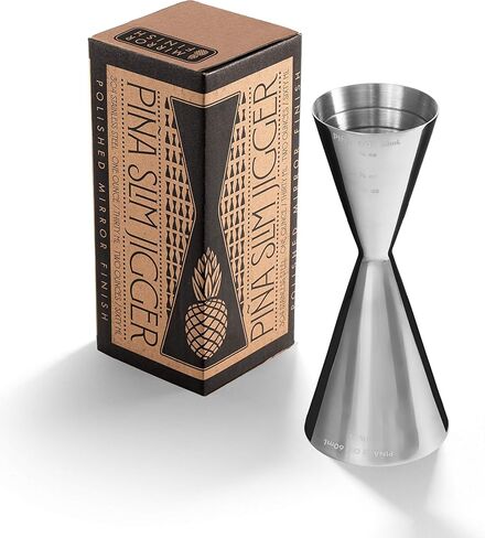 Piña Barware Slim الفولاذ المقاوم للصدأ التجاري 2oz. / 1 أوقية. أداة شريط جيجر لقياس النمط النحيف (لمسة نهائية مصقولة) in Kuwait