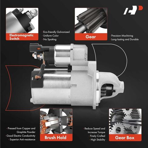 A-Premium Starter Motor Compatible with Hyundai Elantra 2017-2020, Tucson 2014-2020, Kona/Elantra GT 2018-2020 & Kia Soul 2014-2018, Forte/Forte Koup 14-16, Forte5, 2.0L, 12V 1.3KW 13-Teeth Clockwise in Kuwait