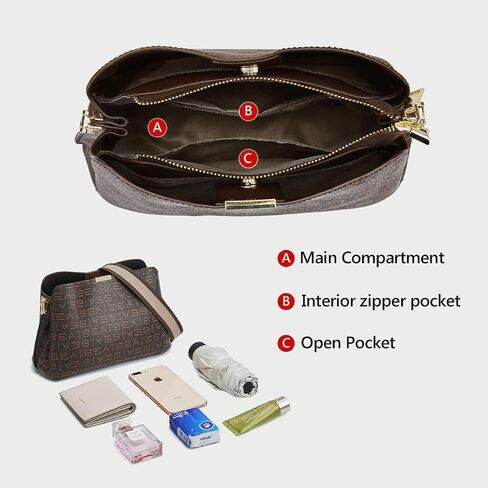 LAORENTOU Vegan Leather Crossbody Bag for Women Monogram Shoulder Bag Leather Purse Ladies Crossbody Cell Phone Bags in Saudi Arabia