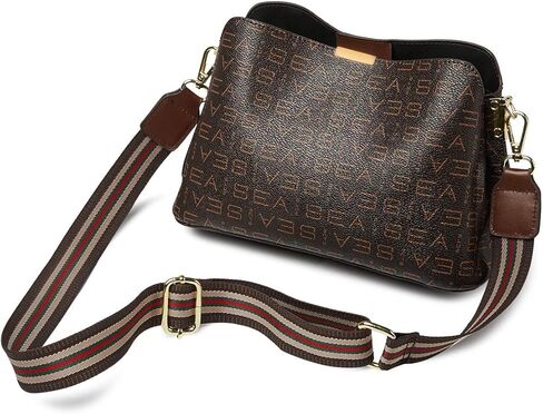 LAORENTOU Vegan Leather Crossbody Bag for Women Monogram Shoulder Bag Leather Purse Ladies Crossbody Cell Phone Bags in Saudi Arabia