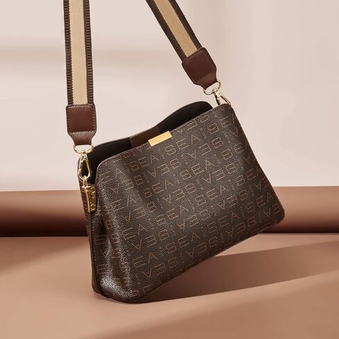 LAORENTOU Vegan Leather Crossbody Bag for Women Monogram Shoulder Bag Leather Purse Ladies Crossbody Cell Phone Bags in Saudi Arabia