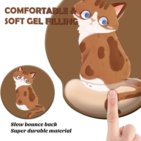 Cute Ergonomic Mouse Pad Wrist Support, Non-Slip Gel Kawaii Anime 3D Gaming Mouse Pad, [20% Larger] Cat Wrist Rest with Coaster for Home, Computer, Office, Easy-Typing in Saudi Arabia