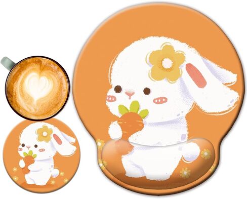 Cute Ergonomic Mouse Pad Wrist Support, Non-Slip Gel Kawaii Anime 3D Gaming Mouse Pad, [20% Larger] Cat Wrist Rest with Coaster for Home, Computer, Office, Easy-Typing in Saudi Arabia