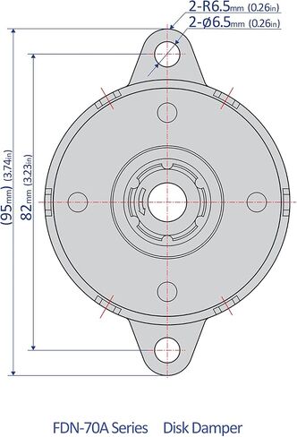 Bansbach Easylift FDN-70A-L114 Rotary Dampers/Disk Type, 95 mm x 70 mm x 11.3 mm in Saudi Arabia
