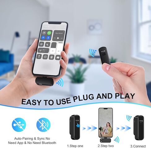 Wireless Lavalier Lapel Microphone Mics Condenser Microphone for iPhone, iPad, Android,Plug-Play 2.4G Ultra-Low Delay Noise Reduction 10H Working Time 230FT for Interview Video Podcast Vlog YouTube in Kuwait