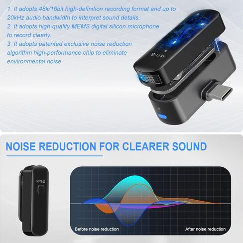 Wireless Lavalier Lapel Microphone Mics Condenser Microphone for iPhone, iPad, Android,Plug-Play 2.4G Ultra-Low Delay Noise Reduction 10H Working Time 230FT for Interview Video Podcast Vlog YouTube in Kuwait