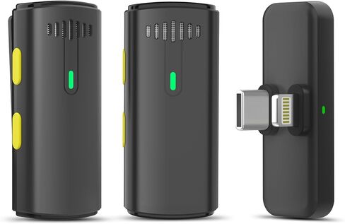 MAYBESTA 2 in 1 Wireless Lavalier Microphone for iPhone Android - Professional Lapel Mic for Phone - Mini Clip-on Microphones for Video Recording Vlogging Live Streaming Interview Podcast in Kuwait