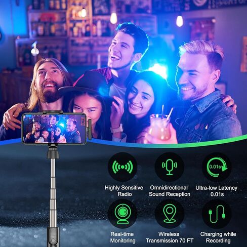 MAYBESTA 2 in 1 Wireless Lavalier Microphone for iPhone Android - Professional Lapel Mic for Phone - Mini Clip-on Microphones for Video Recording Vlogging Live Streaming Interview Podcast in Kuwait