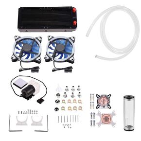 PC Water Cooling Kit DIY Water Cooling Kit with Cooler CPU/GPU Block Cylindrical Water Reservoir Pump LED Fan 240mm Heat Sink Connectors Kit All-in-one Liquid Computer Water Cooling Set