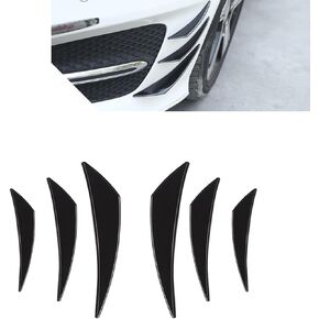6 PCS Car Front Bumper Spoilers, Waterproof PVC Vehicle Bumper Decoration Strips, Universal Durable Automotive Body Protective Accessories for Truck SUV Car (Black)
