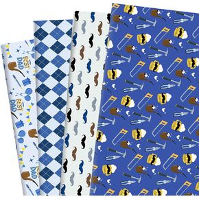 16 Sheet Capri Lemon Wrapping Paper Double-sided 4 Designs Blue Tiles Yellow Lemon Wrapping Printed Paper Decorative Art Paper for Spring Summer Birthday Wedding Party Celebration
