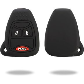 TOMALL 2Pcs Silicone Key Fob Cover 3 Buttons for Jeep Chrysler Dodge 2007-2018 Wrangler Flip Key Jacket Protector Holder Remote Rubber Cover Case Car Accessories (Black)