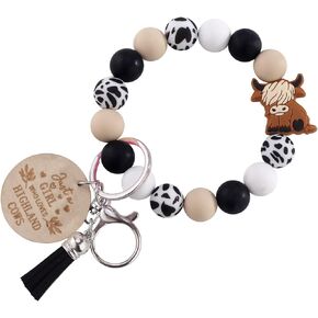 Highland Cow Gifts Highland Cow Keychain Wristlet Cow Key Chains for Car Keys Cute Keychains for Women