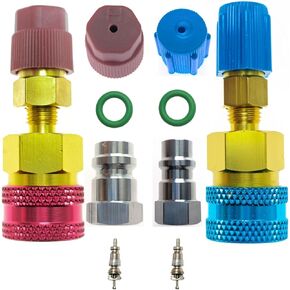 R1234YF Quick Couplers Kit, R1234YF to R134A Conversion Kit, High/Low Side R1234yf Adapters & AC Hose Fitting Connectors, for R1234YF AC Refrigerant Charging