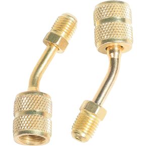 2PCS Mini Split Adapter,Car Accessories R410A Charging Vacuum Port Adapter with Thimble 5/16 Inch Female Quick Coupler to 1/4 Inch Male Flare for Mini Split System Air Conditioner HVAC