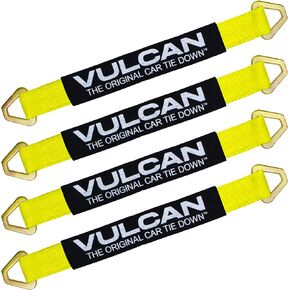 VULCAN Car Tie Down Axle Strap with Wear Pad - 2 Inch x 36 Inch - 4 Pack - Classic Yellow - 3,300 Pound Safe Working Load