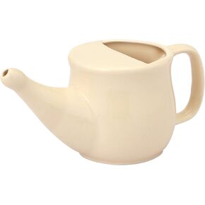 HealthGoodsIn Ceramic Neti Pot, Spill Proof with 5 Sachet Neti Salt, Microwave Safe, Holds 250 ML (8.4 FL Oz) (Beige)