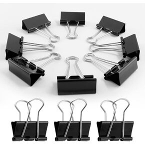 40 Pack Large Binder Clips Black Paper Clips, 1.6 Inch / 41mm Big Binder Clips Metal Paper Clamps Office Clips School Supplies, File Binder Clips for Teachers Office School Home DIY Business