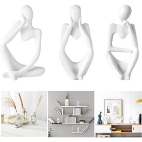 IcosaMro Thinker Statues Bookshelf Decor Abstract Sculpture Mid-Century Art Collection Figurines Modern Boho Home Decor Aesthetic Accents for Entryway Office Coffee Table Dresser TV Stand (Black)