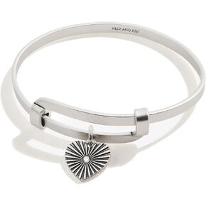 Alex and Ani AA540022RS، سوار الإسورة القابل للتوسيع، قلب، فضي رافائيلي، فضي، أساور
