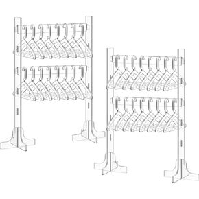 2 Pcs Earring Hanger Stands 2 x 128 Holes Coat Hanger Earring Rack 2 Tiers Acrylic Earring Display Earring Holder with Mini Hangers for Earrings Necklace Ring Bracelet Jewelry, 10 x 6 Inch