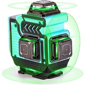 Laser Level - hittaty 4x360° Self Leveling Laser Tool 16 Lines Green Beam 4D Cross Professional Line Laser for Construction Tiling Picture Hanging with 2 Batteries, Remote Controller
