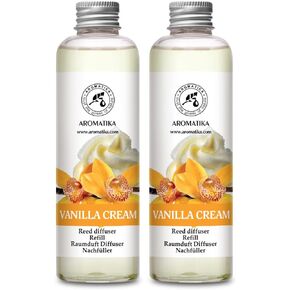 Vanilla Cream Reed Diffuser Refill - 2x6.8 Fl Oz - Fresh & Long Lasting Fragrance - Reed Diffuser Oil Refill for Aromatherapy - Home Fragrance - Office - Restaurant - Fresh Fragrance